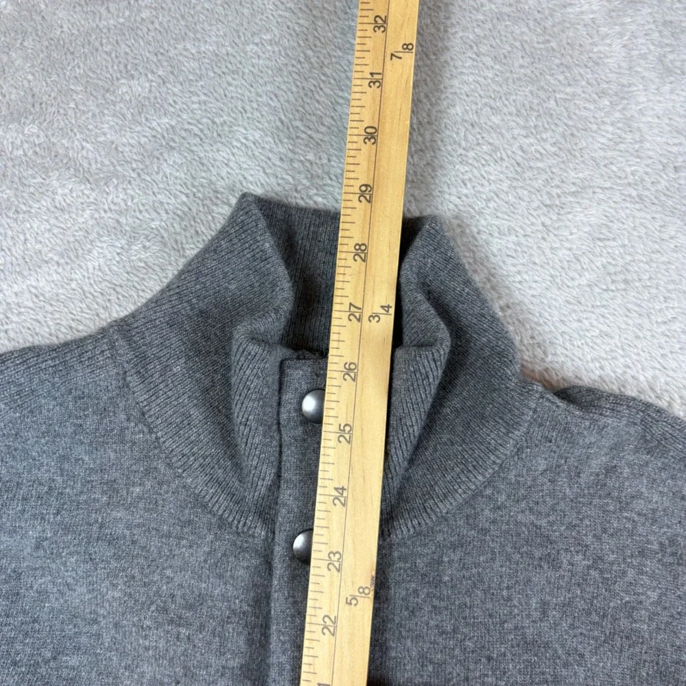 Banana Republic Sweater Mens L Mock Neck Button Pullover Italian Yarn Gray